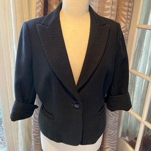 3/4 sleeve peplum tuxedo blazer